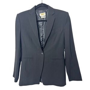 Vintage Talbots 100% wool Blazer Women's 4 Black Single Button career‎ classic